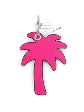 Coach Dragonfruit Pink Palm Tree Leather Bag Charm NWT CBK53